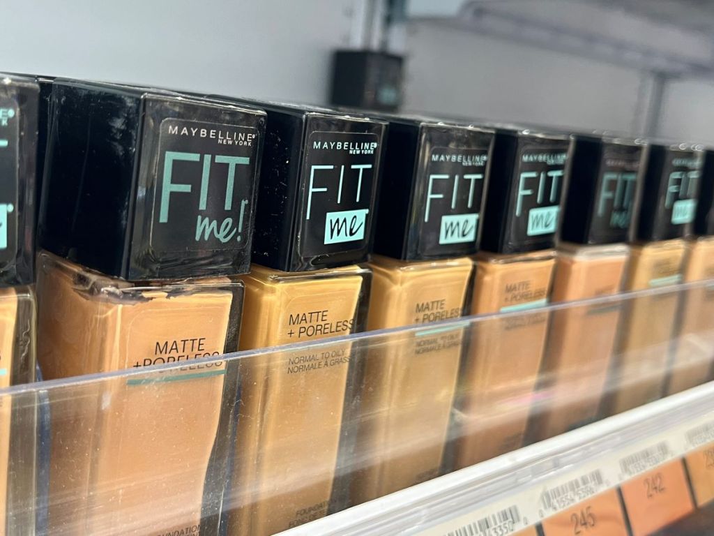 row of Maybelline foundations