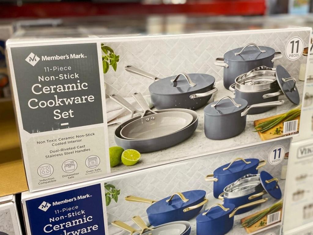 member's mark 11-piece non stick ceramic cookware set box in store