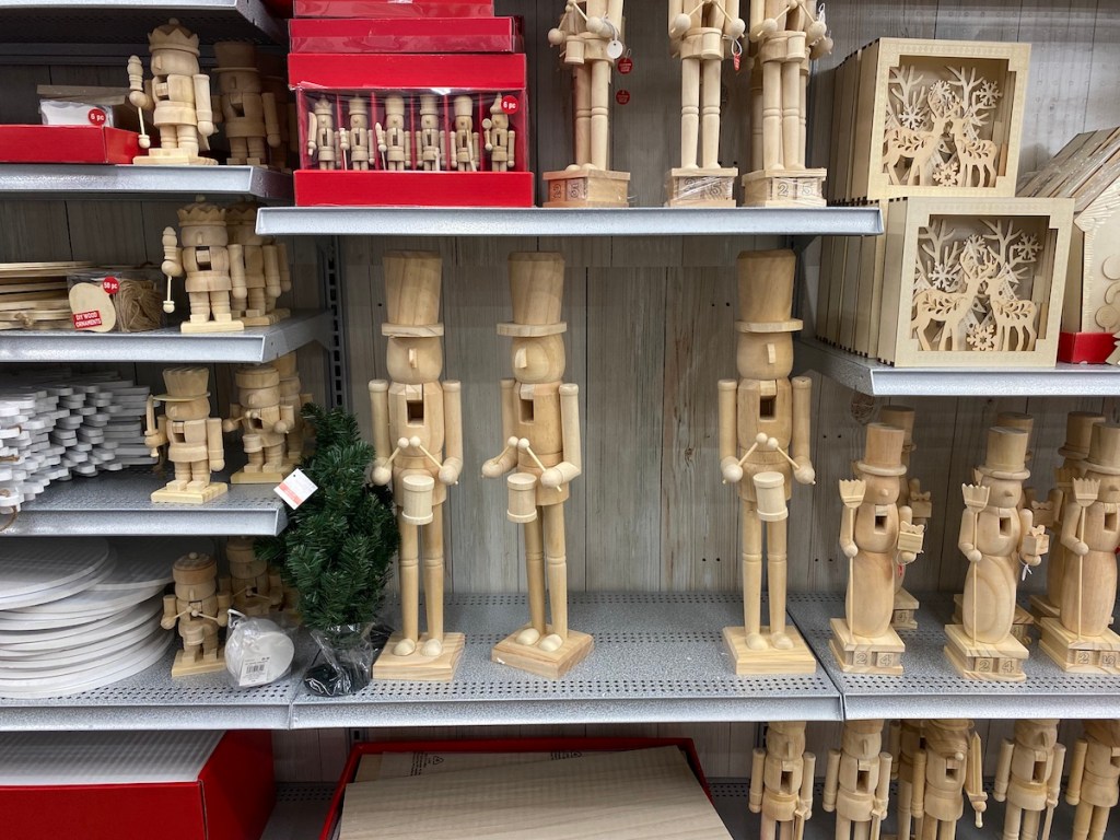 display of wood crafts at Michaels