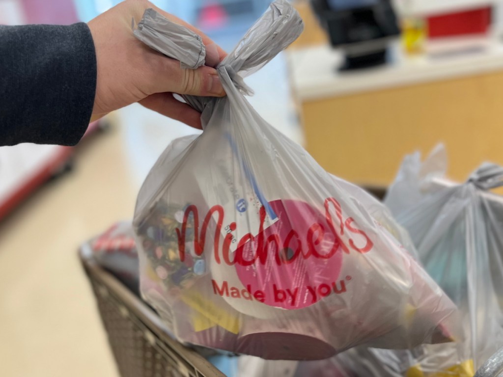 person holding up michaels grab bag