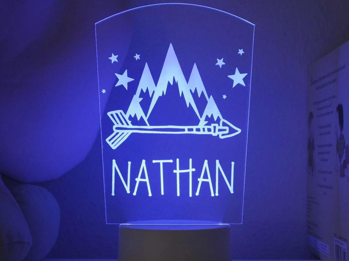 mountain with arrow personalized night light
