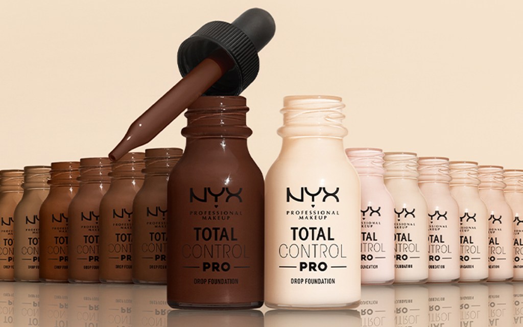 multiple shades of NYX Total Control Drop Foundation