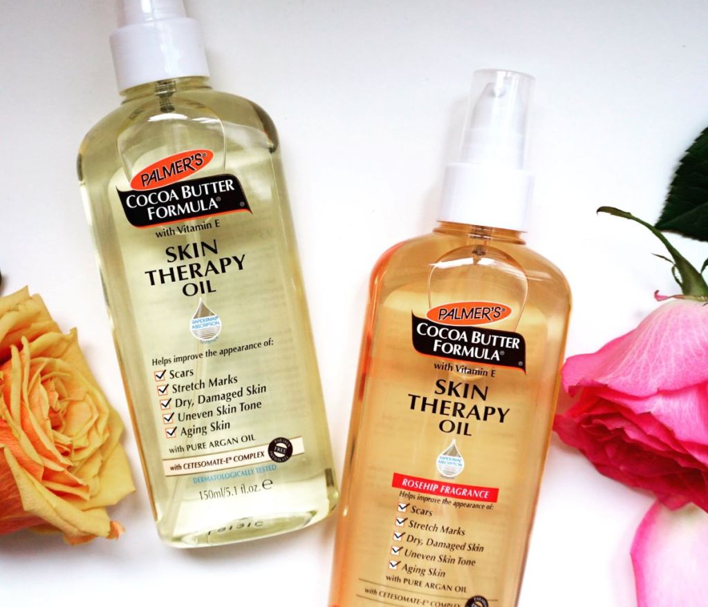 two bottles of Palmer's Skin Therapy Oils