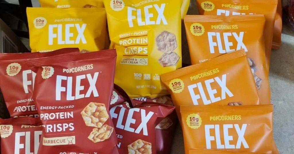 multiple bags of popcorners flex energy protein crisps