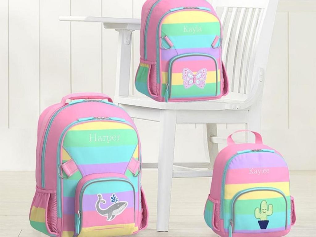 Fairfax Pastel Pink Rainbow Stripe Backpack