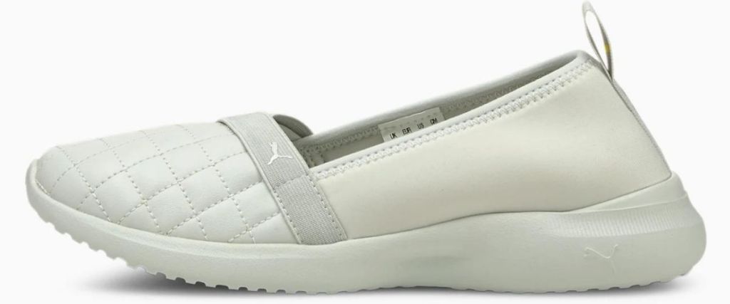 white quilted women's Puma shoes