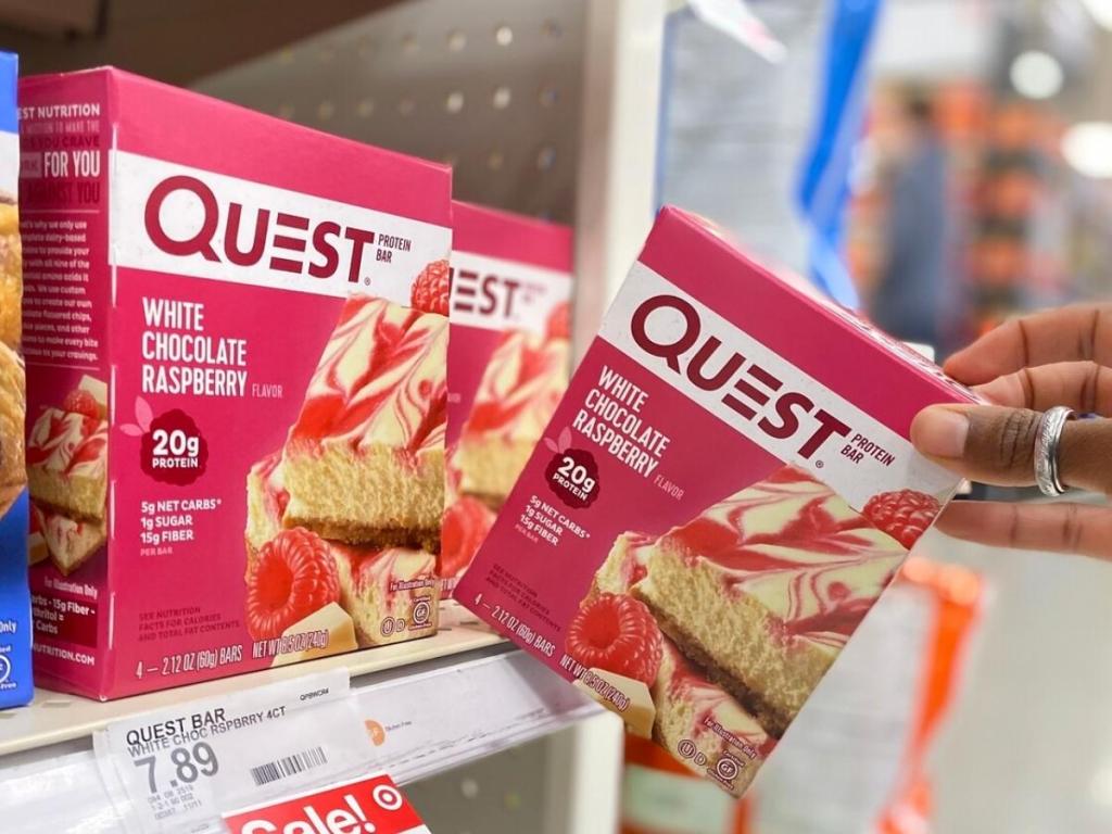 quest white chocolate raspberry protein bars in store