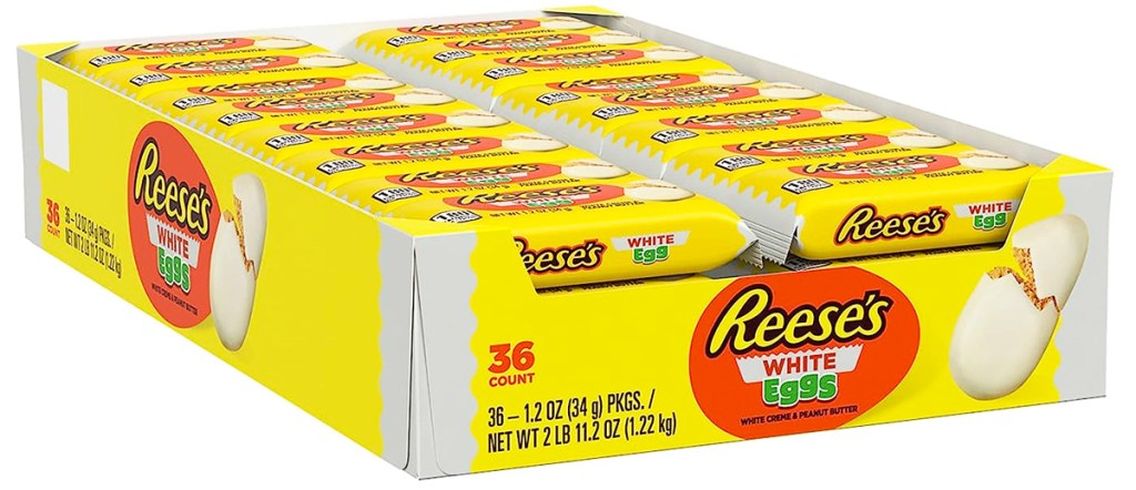 box of reese's white chocolate easter eggs