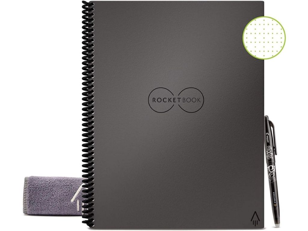 Rocketbook Smart Reusable Notebook w/ Pilot Frixion Pen & Microfiber Cloth