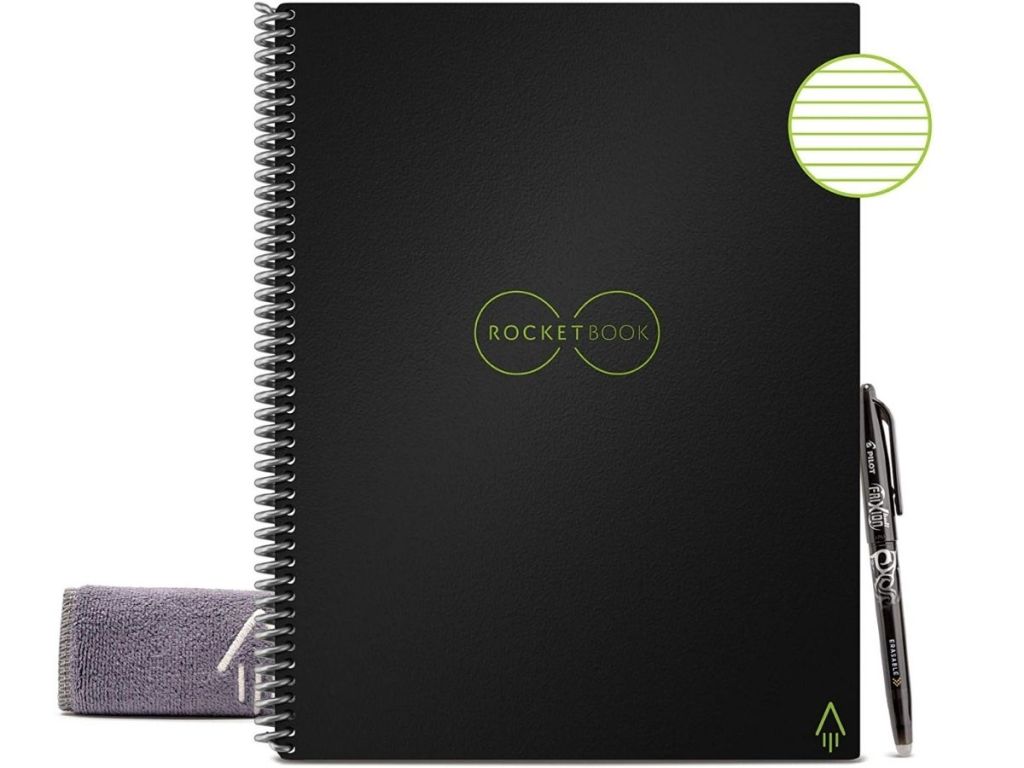 Rocketbook Smart Reusable Notebook w/ Pilot Frixion Pen & Microfiber Cloth