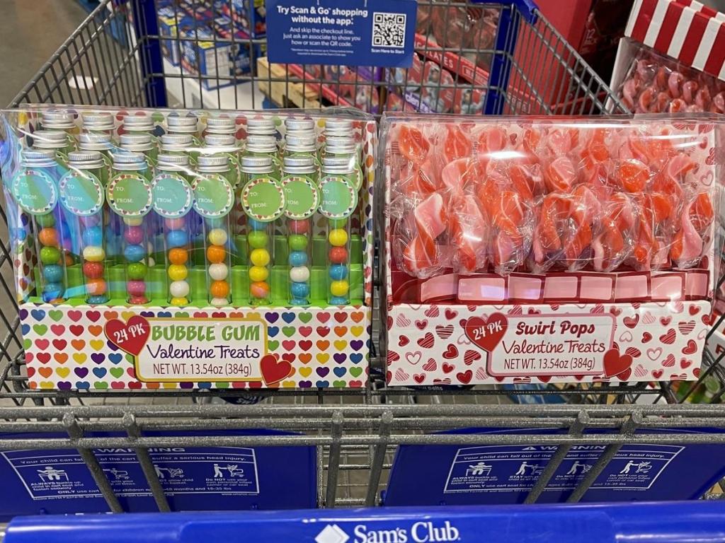 sam's club 24 packs of bubble gum and swirl pops for valentine's day