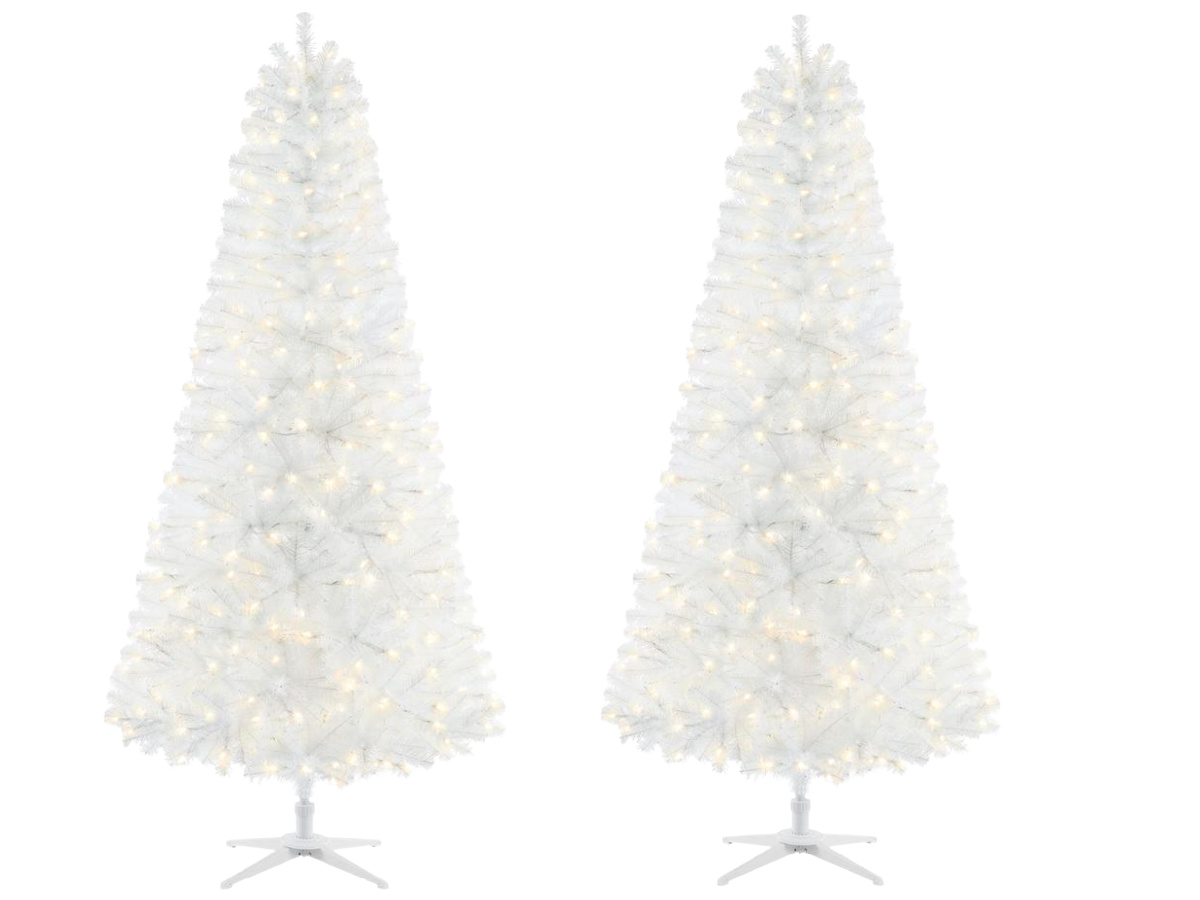 Snowy Tinsel Spruce LED Pre-Lit Artificial Christmas 7ft Tree