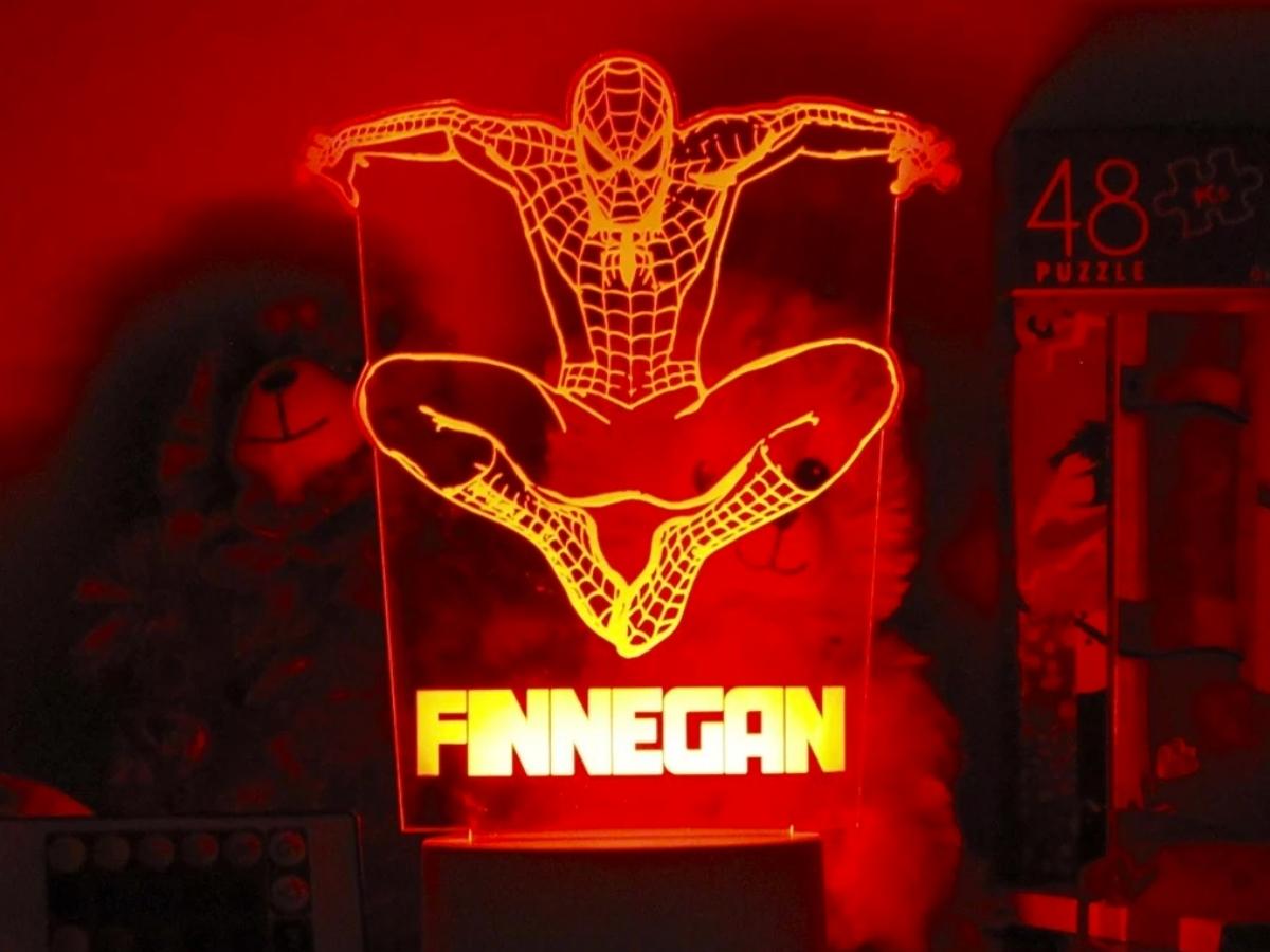 personalized night light with spiderman