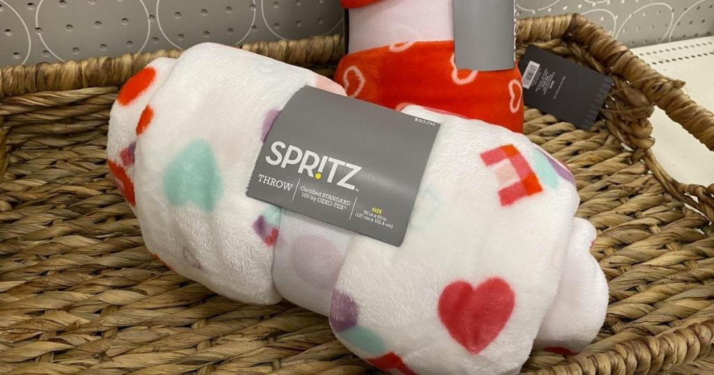 spritz hearts valentine's day throw blankets