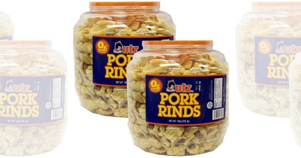 TWO Utz Pork Rinds 18oz Containers