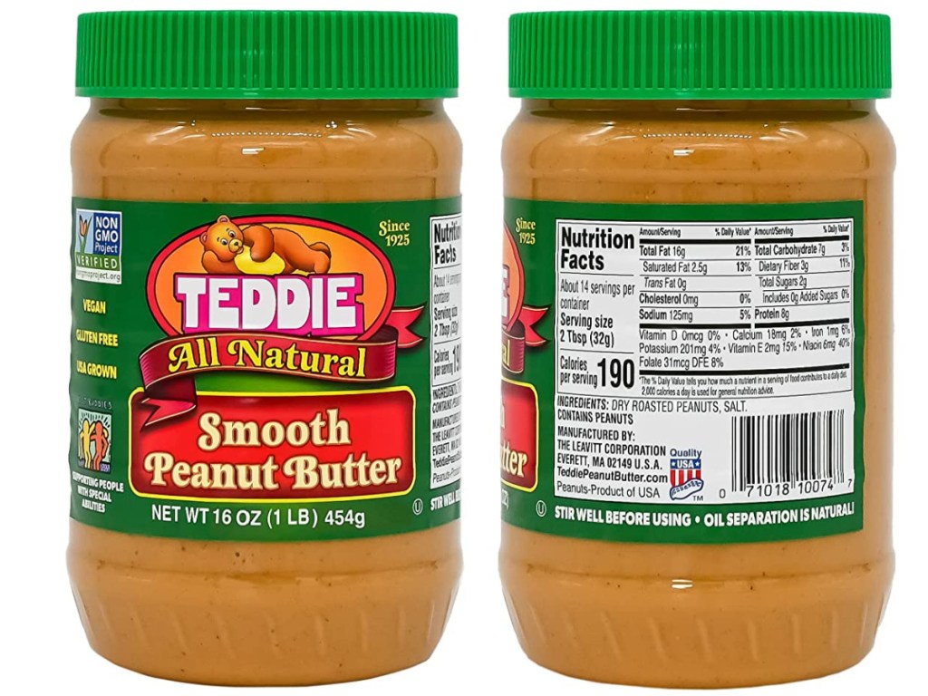 Natural Smooth Peanut Butter - Teddie Natural Peanut Butter