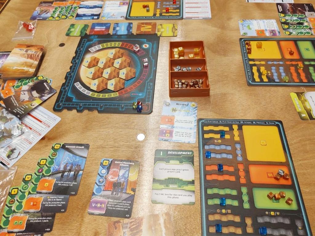 terraforming mars card game with game set up