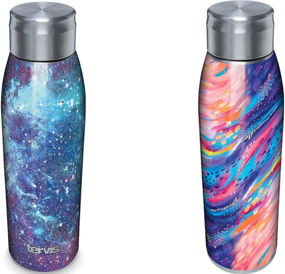 Galaxy Design and Swirly Colored Abstract Design Tervis Water Bottles