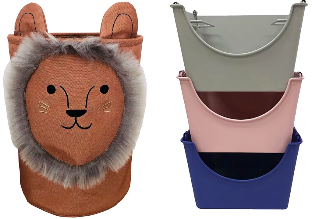 lion shaped and stackable storage bins