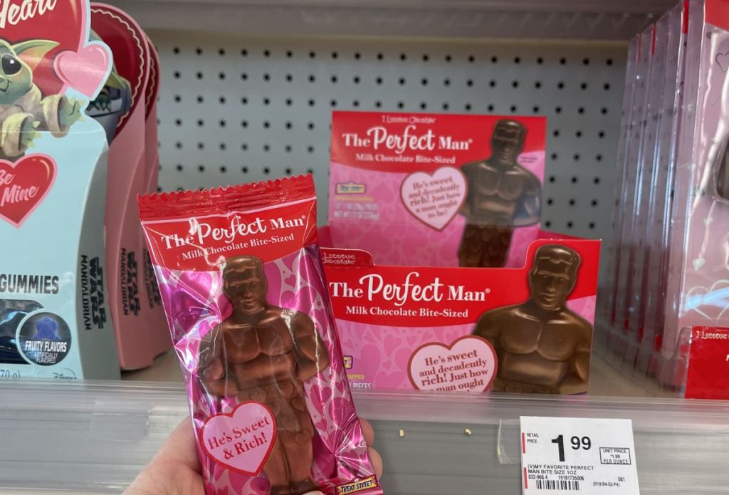 hand holding a The Perfect Man Chocolate Single