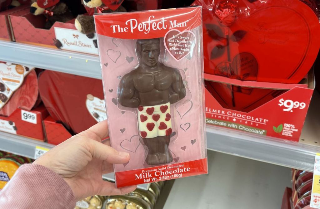 hand holding The Perfect Man Chocolate