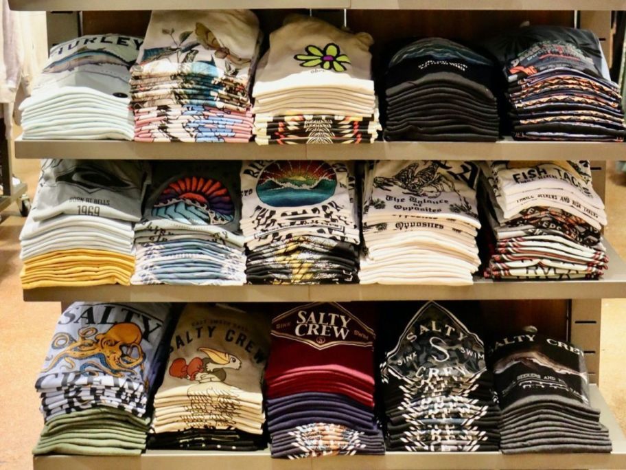 display of shirts