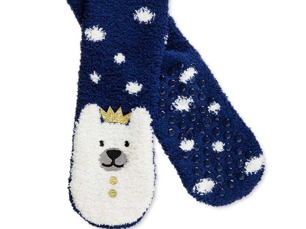 totes women's polar bear fuzzy socks