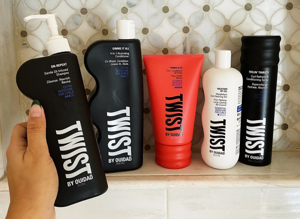 twist hair products in shower