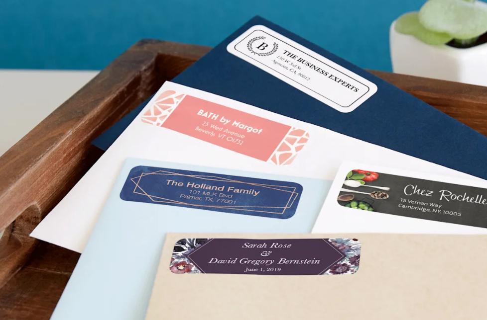 envelopes with return address labels on them