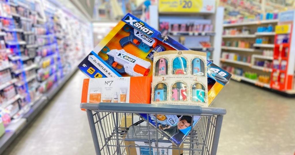 walgreens cart full of items in store