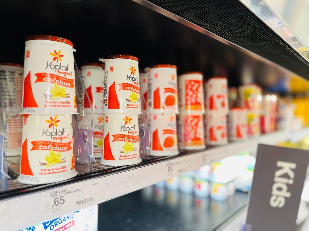 Yoplait Yogurt on store shelf