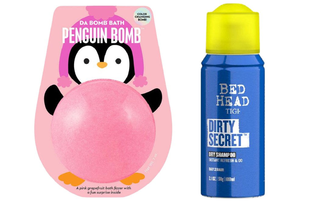 bath bomb and dry shampoo
