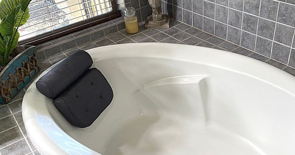 bath pillow in bathtub