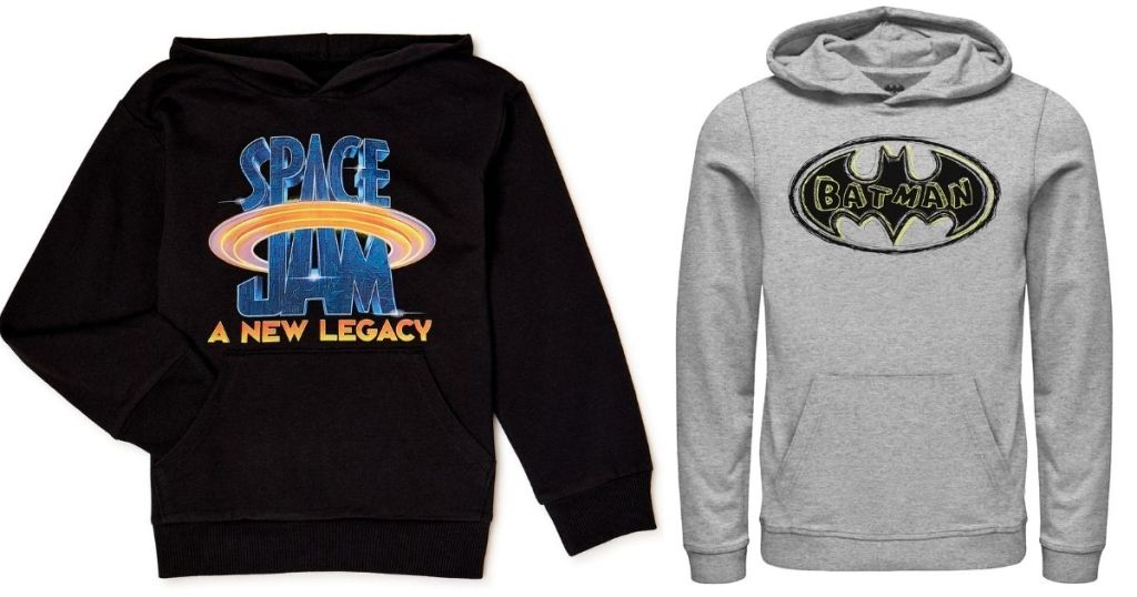 Space Jam and Batman graphic sweatshirts
