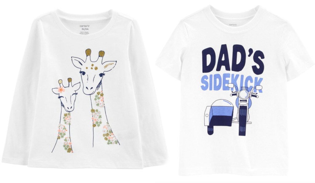 two white carters tees