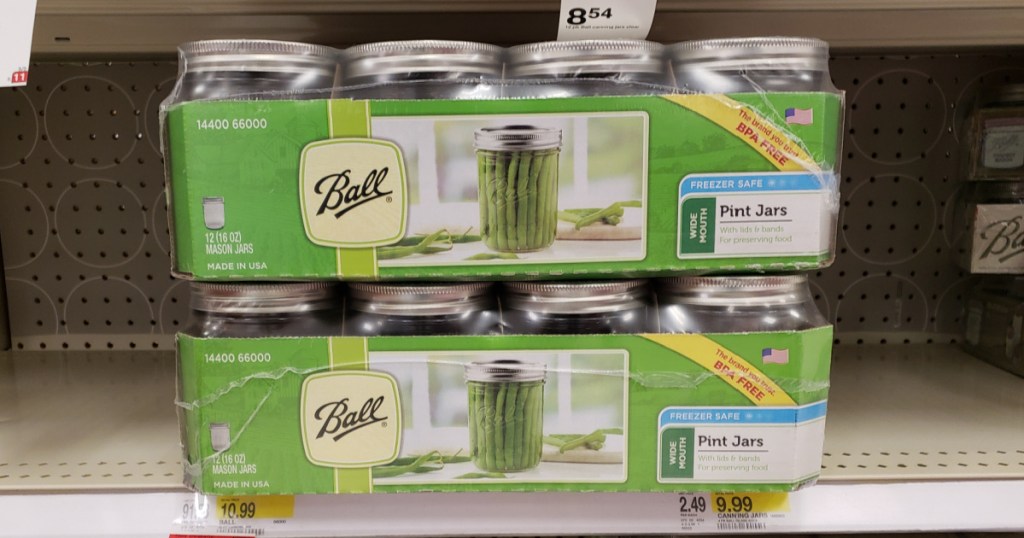 case of mason jars on empty shelf