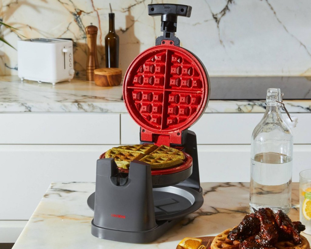red and grey waffle maker
