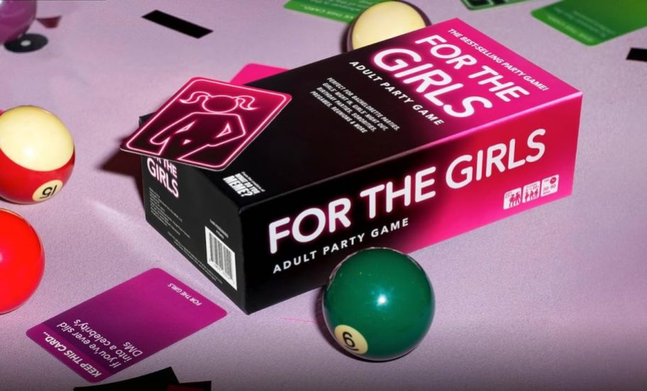 for the girls party game on pool table with cards
