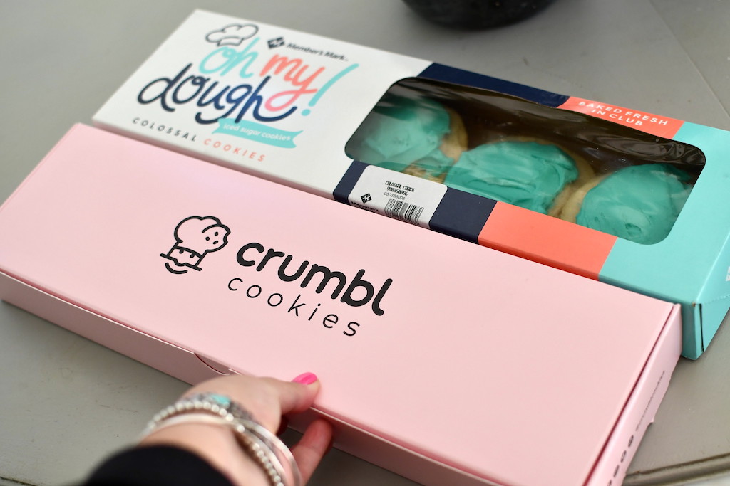 Crumbl and Sam's Club frosted sugar cookie packages 