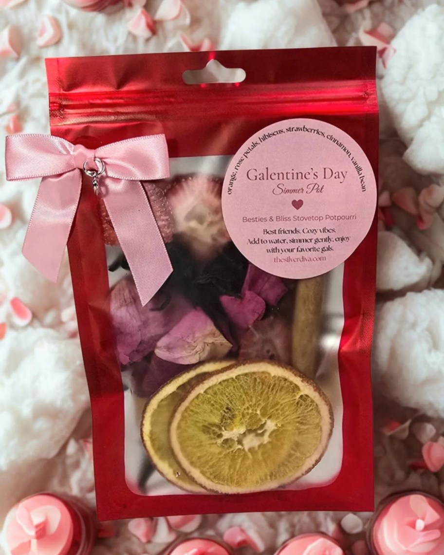 galentine's day simmer pot red bag of potpourri