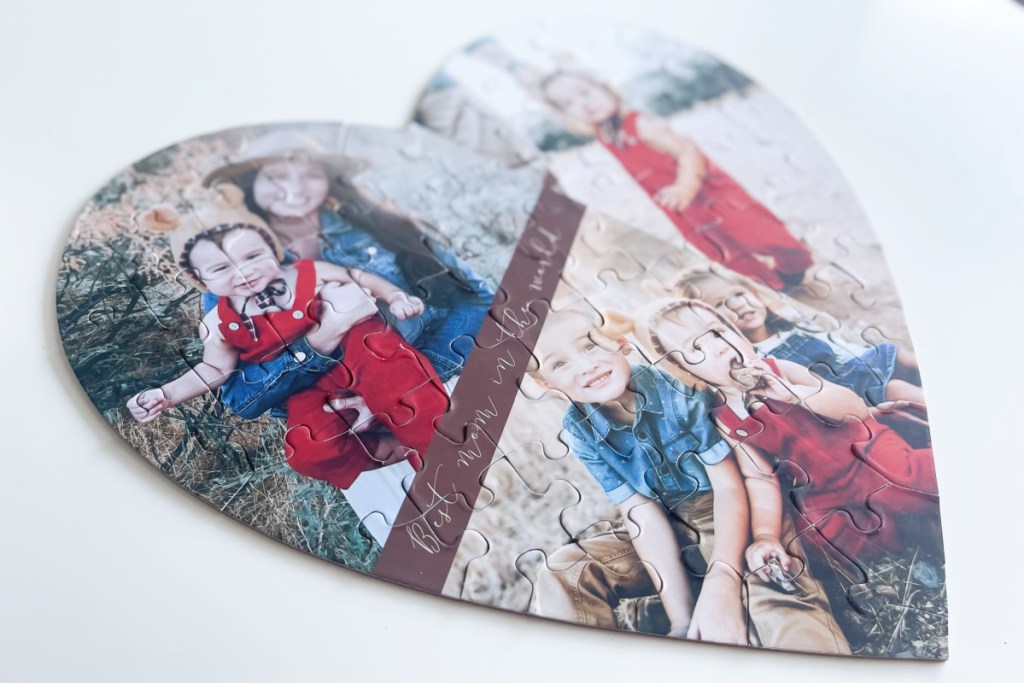 minted heart shaped photo puzzle