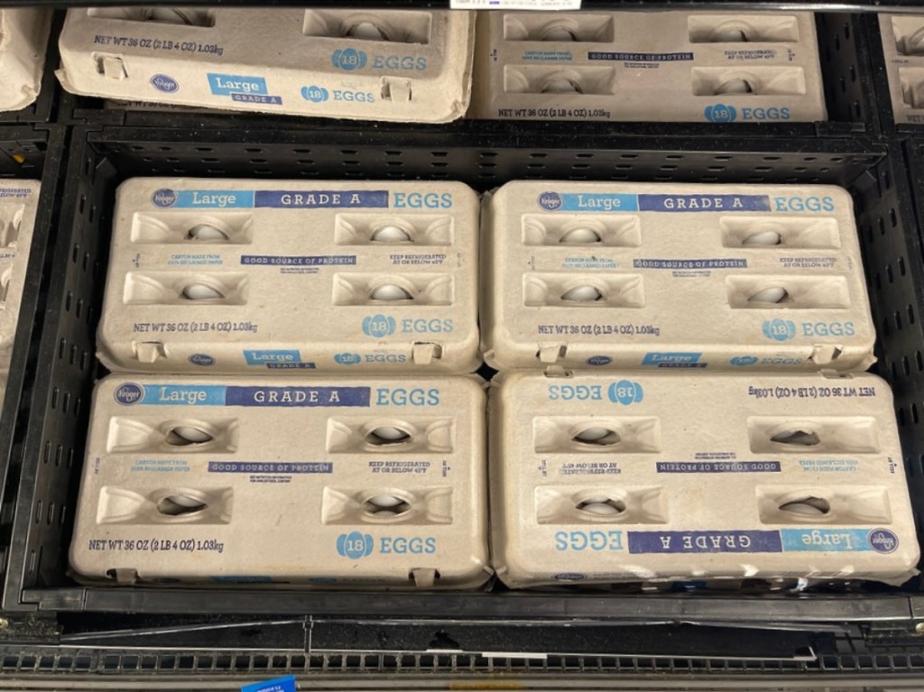 18-count cartons of eggs at Kroger