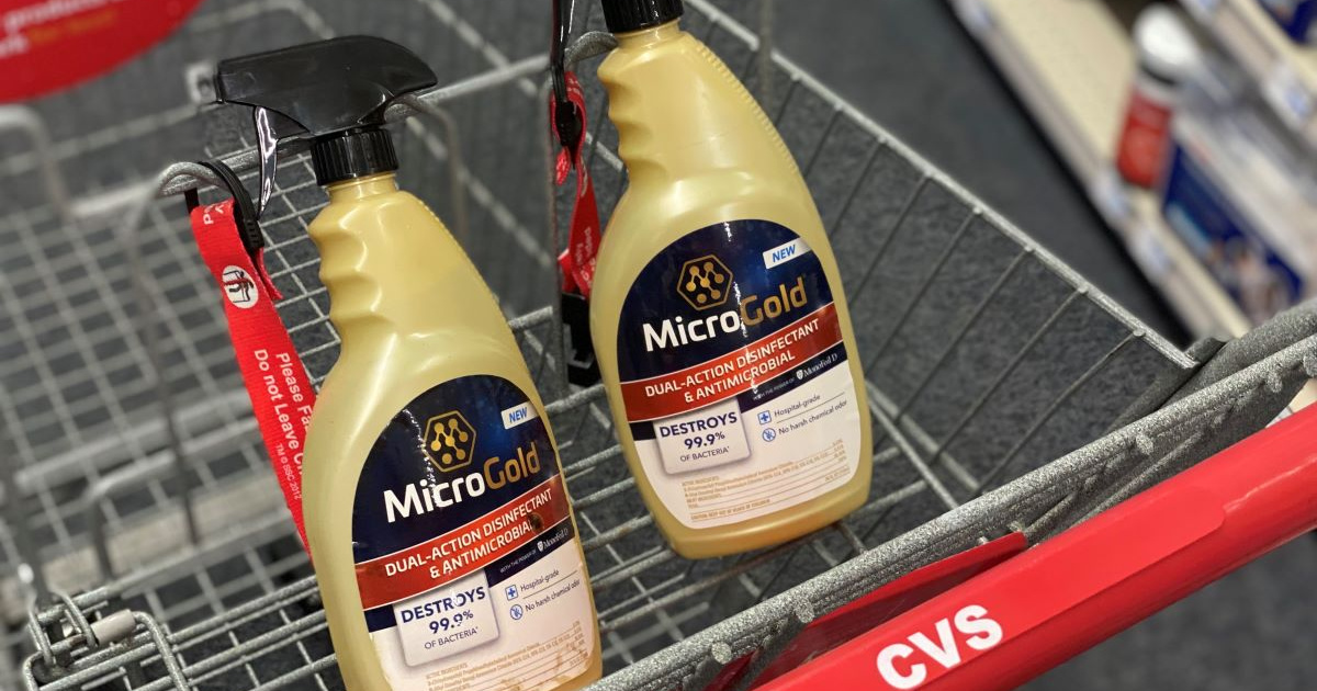 bottles of microgold in a cvs cart in store