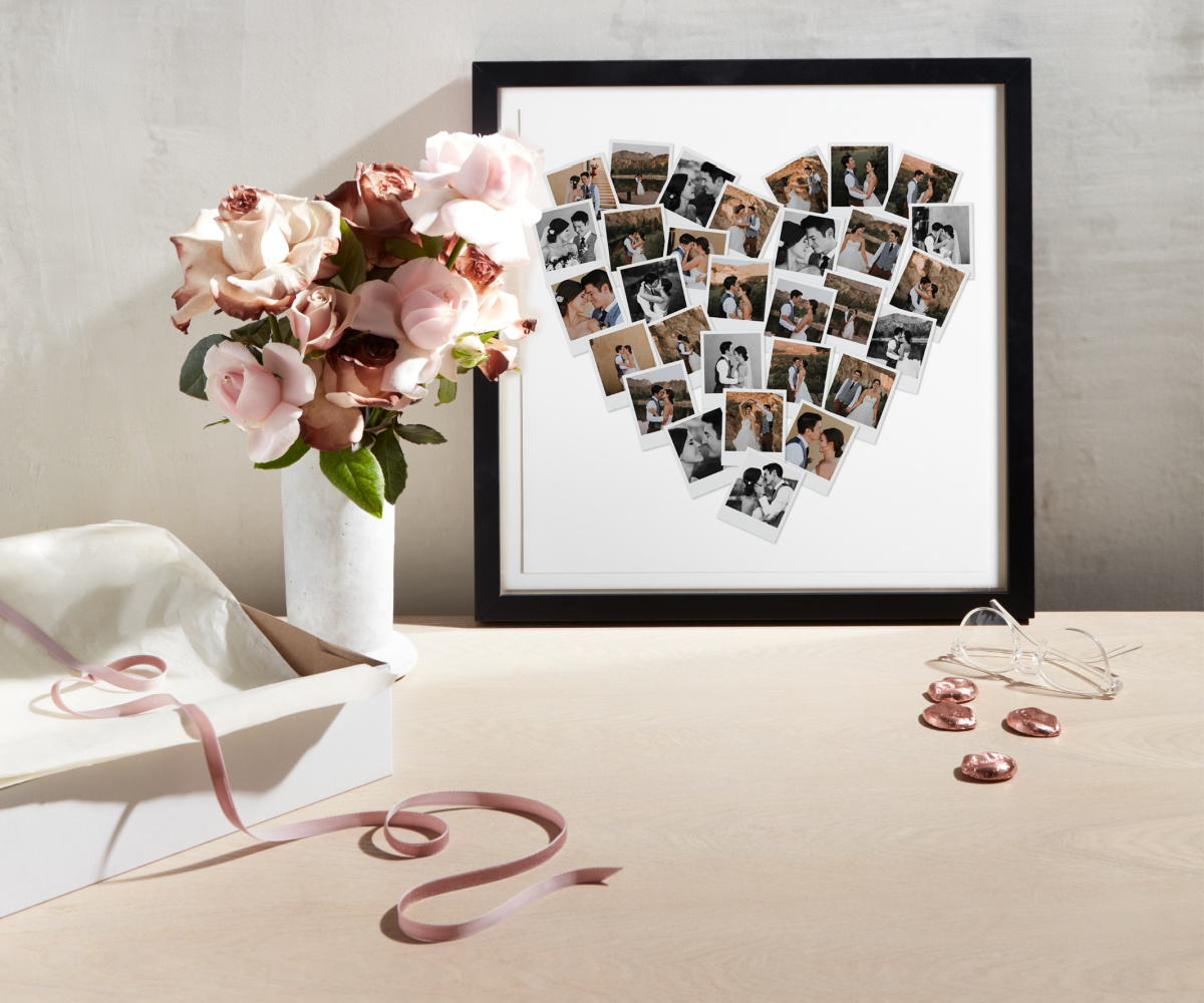black heart polaroid picture frame