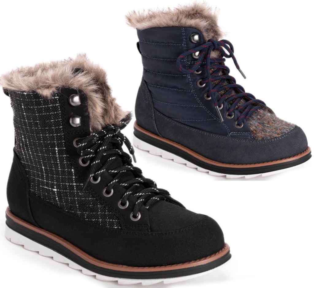 navy and black muk luks boots