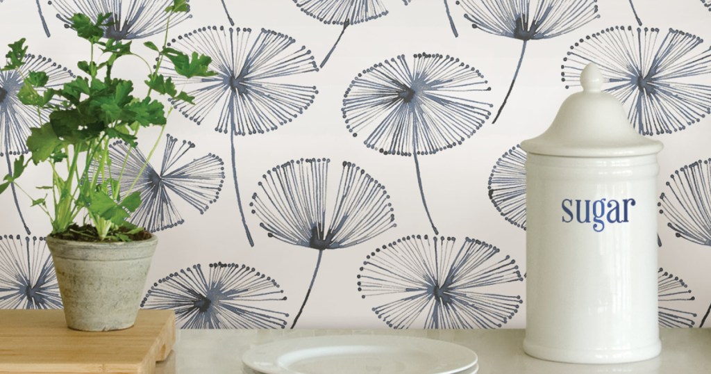 nuwallpaper floral wallpaper in kitchen