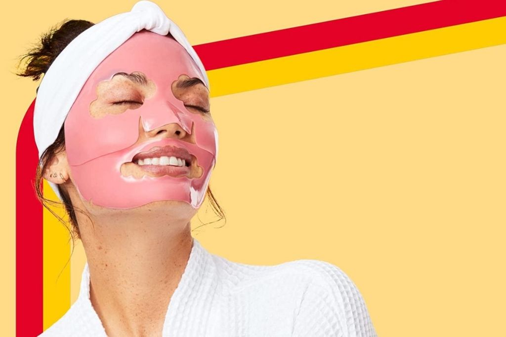woman wearing Oscar Mayer bologna face mask