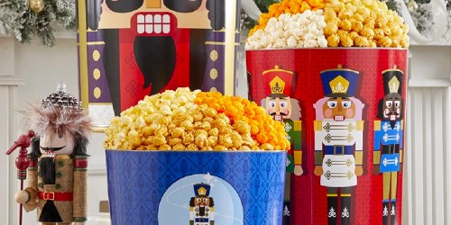 The Popcorn Factory Cyber Monday Sale | 30% Off Holiday Popcorn Tins (Great for Gifting!)