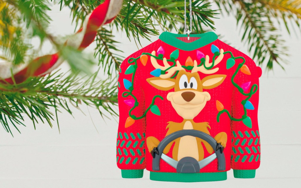reindeer sweater ornament 