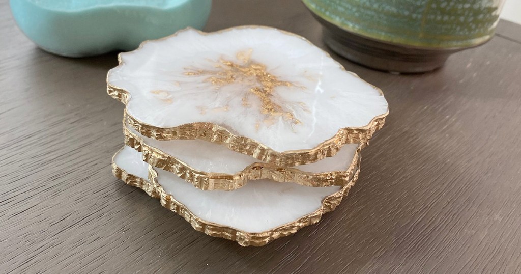 white acrylic geode coasters from etsy